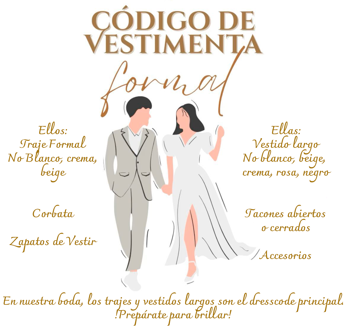 Código de vestimenta para la boda Raimundo & Maylin
